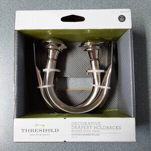 Threshold Drapery Tiebacks; Set of 2; Brushed Nickel; New, Hardware Included